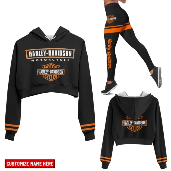 Harley Davidson Long Sleeve Croptop Hoodie And Leggings VDCRTHD036