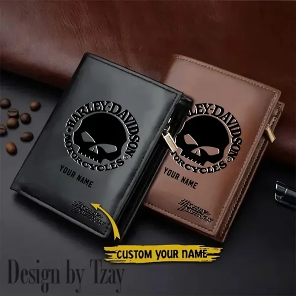 Harley Davidson Men Leather Zipper Vertical Purse VDLVW001