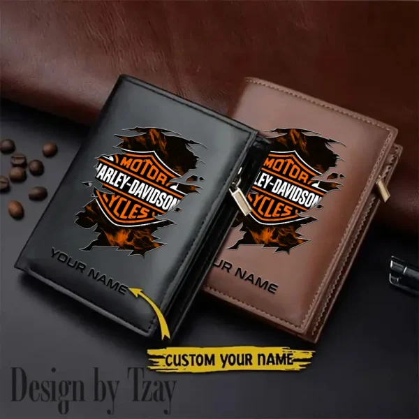 Harley Davidson Men Leather Zipper Vertical Purse VDLVW002
