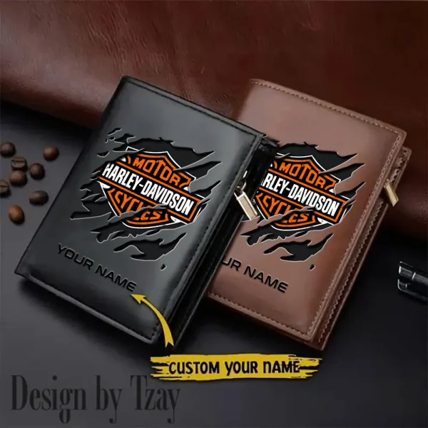 Harley Davidson Men Leather Zipper Vertical Purse VDLVW003