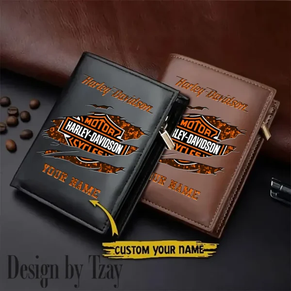 Harley Davidson Men Leather Zipper Vertical Purse VDLVW004