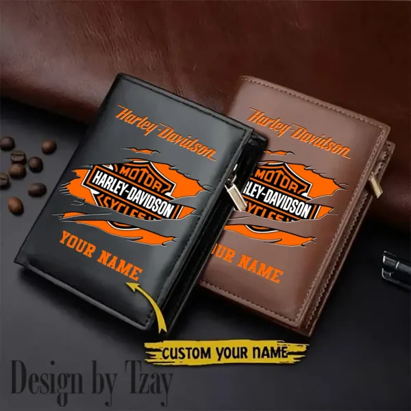 Harley Davidson Men Leather Zipper Vertical Purse VDLVW005
