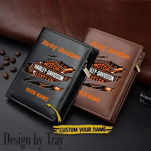 Harley Davidson Men Leather Zipper Vertical Purse VDLVW006