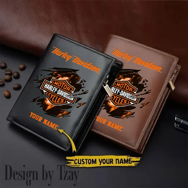 Harley Davidson Men Leather Zipper Vertical Purse VDLVW007
