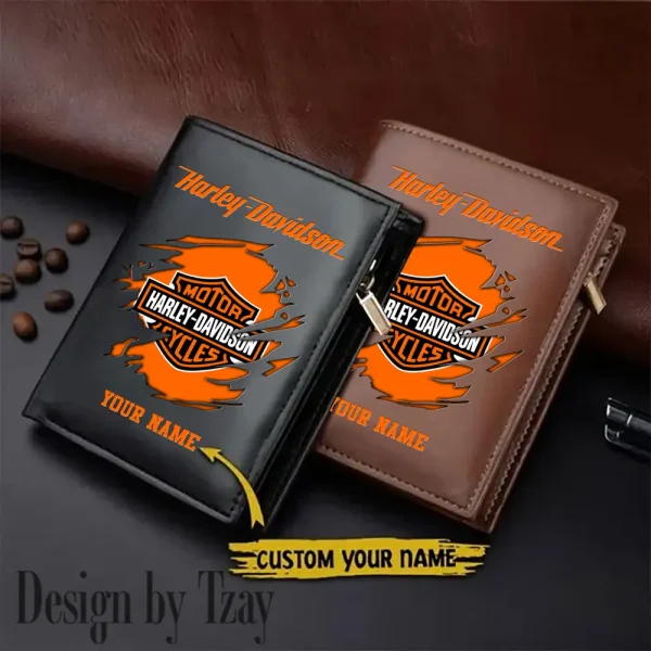 Harley Davidson Men Leather Zipper Vertical Purse VDLVW008