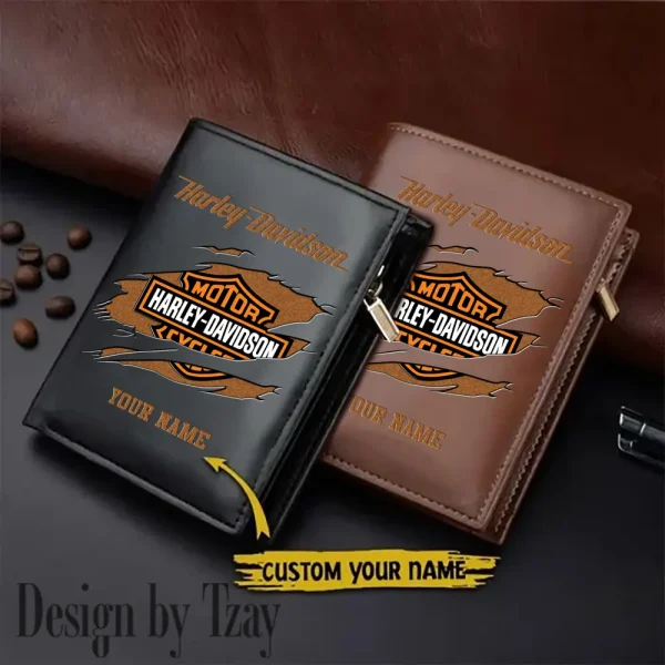 Harley Davidson Men Leather Zipper Vertical Purse VDLVW010