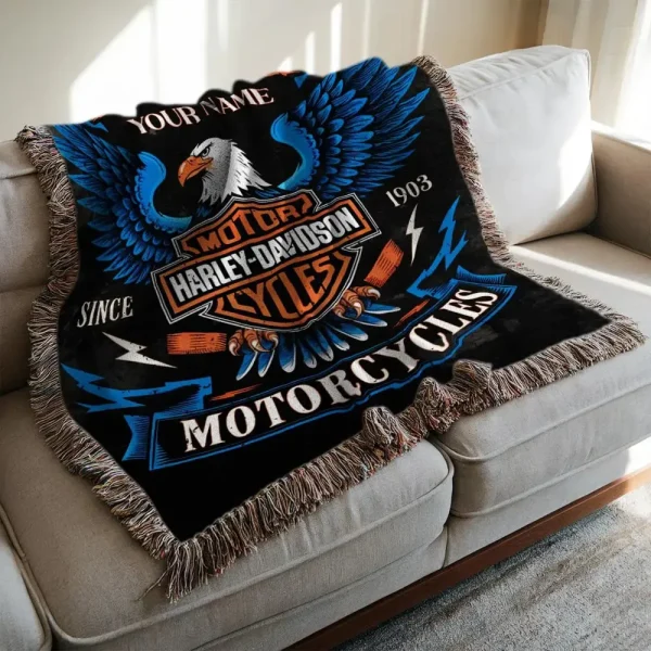 Harley Davidson New Woven Throw Blanket