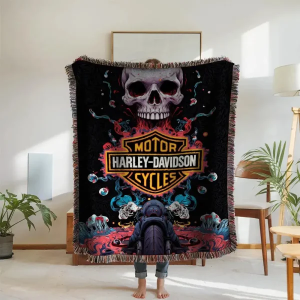 Harley Davidson New Woven Throw Blanket - Image 2