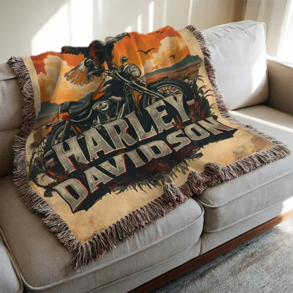 Harley Davidson New Woven Throw Blanket