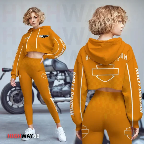Harley Davidson New Collection Croptop Hoodie and Leggings VDCRTHD041