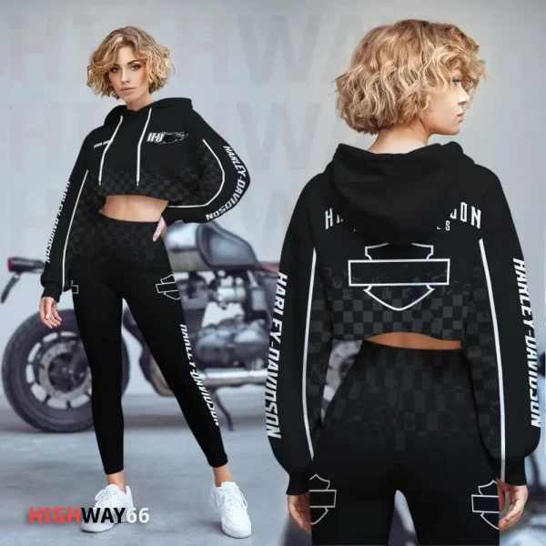 Harley Davidson New Collection Croptop Hoodie and Leggings VDCRTHD042