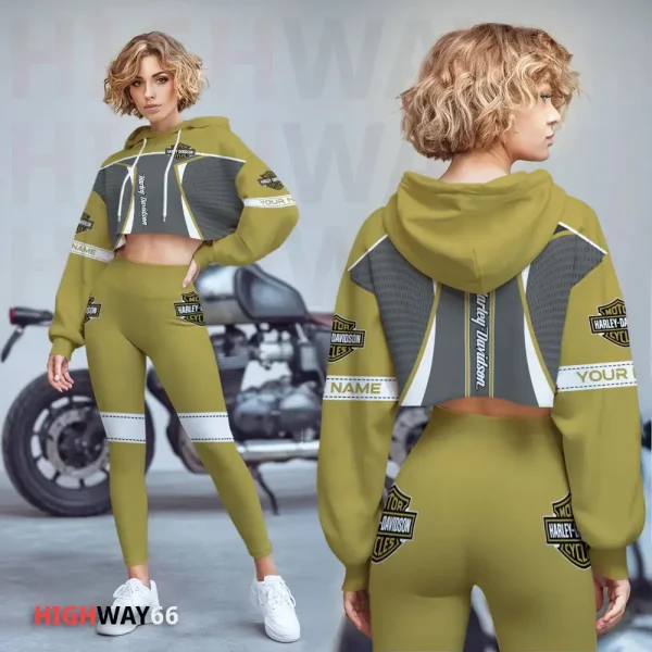 Harley Davidson New Collection Croptop Hoodie and Leggings VDCRTHD043