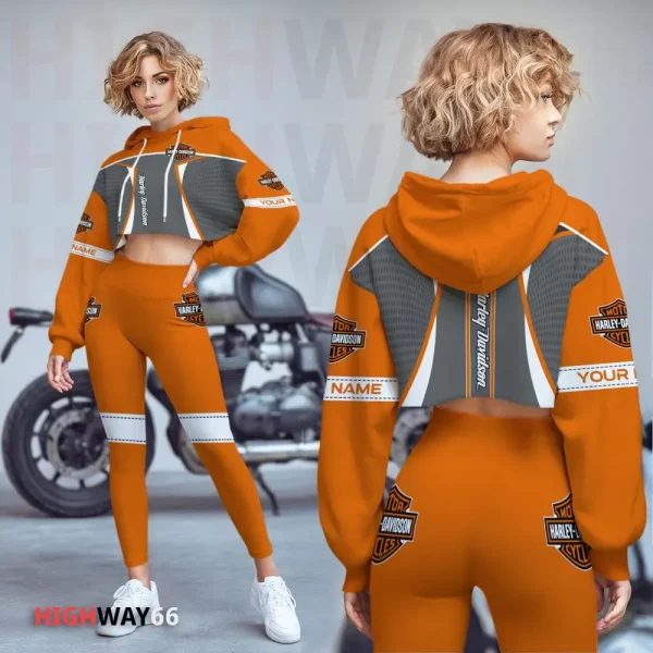 Harley Davidson New Collection Croptop Hoodie and Leggings VDCRTHD044