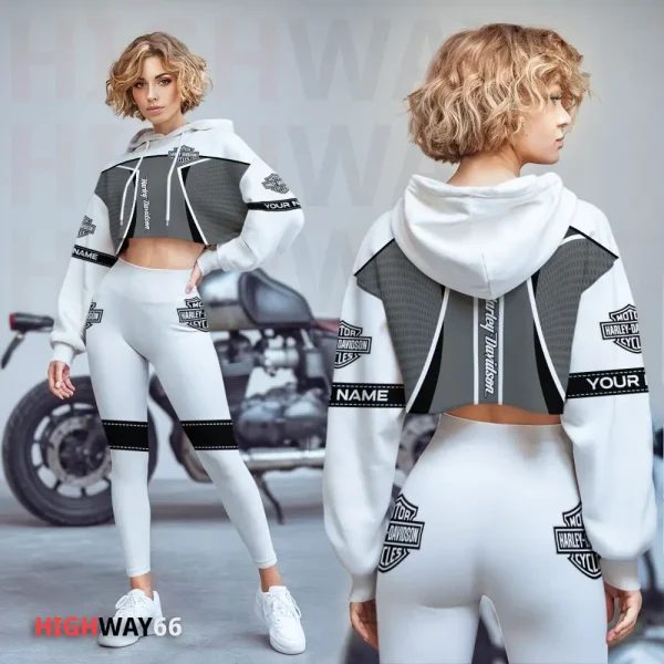 Harley Davidson New Collection Croptop Hoodie and Leggings VDCRTHD046