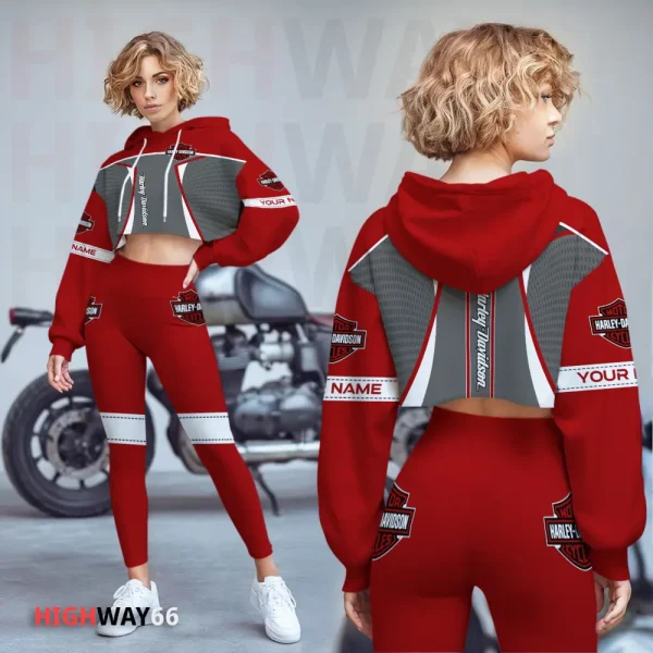 Harley Davidson New Collection Croptop Hoodie and Leggings VDCRTHD047