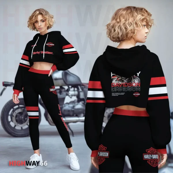 Harley Davidson New Collection Croptop Hoodie and Leggings VDCRTHD050