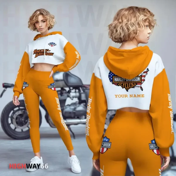 Harley Davidson New Collection Croptop Hoodie and Leggings VDCRTHD052