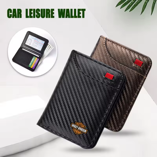 Harley Davidson PU Leather Car Emblem Wallet Mini Credit Card Purse Portable Small Wallet - Image 2