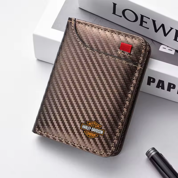 Harley Davidson PU Leather Car Emblem Wallet Mini Credit Card Purse Portable Small Wallet - Image 5