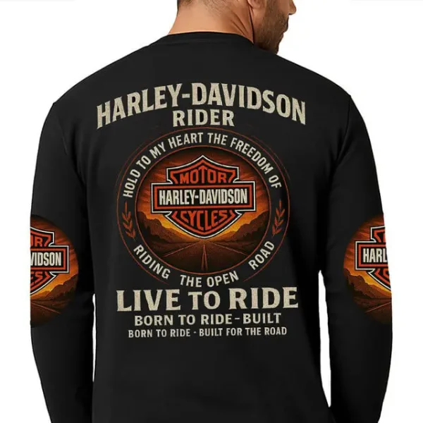 Harley Davidson Rider, Hold To My Heart The Freedom Of Riding The Open Road Sweatshirt - Image 2