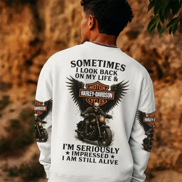 Harley Davidson Sometimes I Look Back On My Life Sweatshirt - Image 2