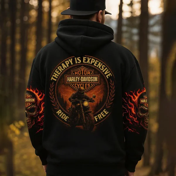 Harley Davidson Therapy Is Expensive Ride Free Hoodie