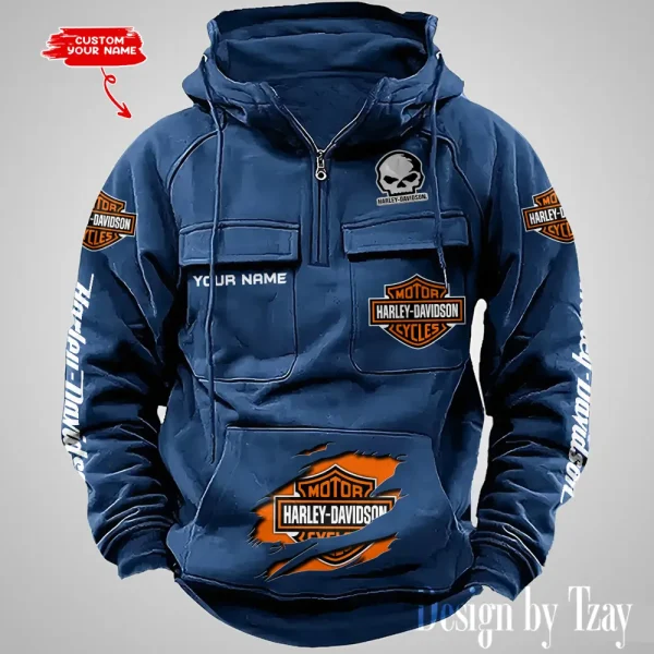 Harley Davidson Half Zipper Men's Tactical Hoodies VDVMHD081