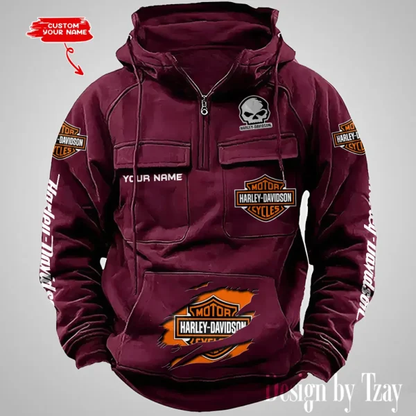 Harley Davidson Half Zipper Men's Tactical Hoodies VDVMHD081 - Image 3
