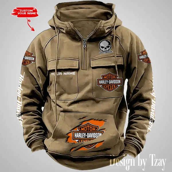 Harley Davidson Half Zipper Men's Tactical Hoodies VDVMHD081 - Image 4