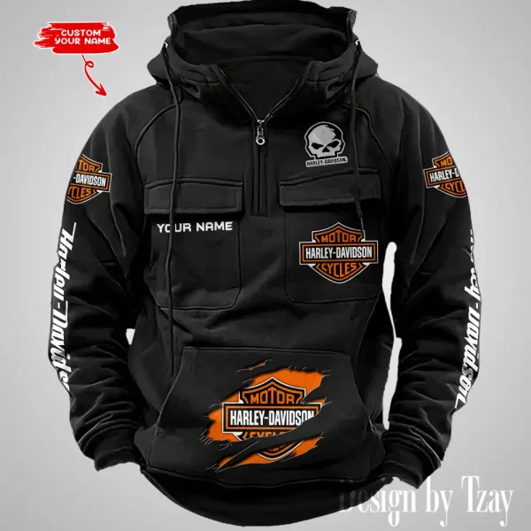 Harley Davidson Half Zipper Men's Tactical Hoodies VDVMHD081 - Image 5