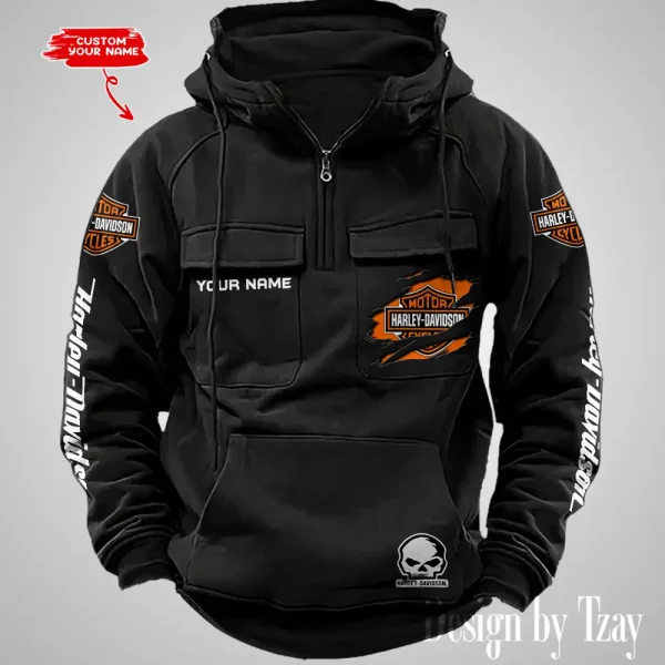 Harley Davidson Half Zipper Men's Tactical Hoodies VDVMHD082