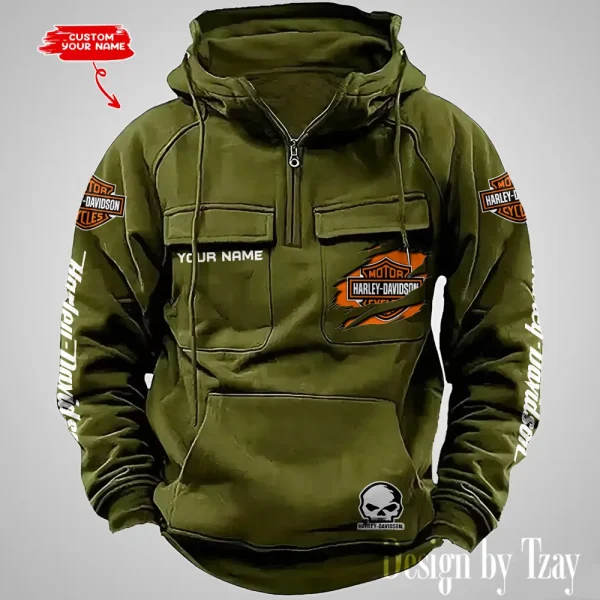 Harley Davidson Half Zipper Men's Tactical Hoodies VDVMHD082 - Image 3