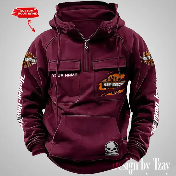 Harley Davidson Half Zipper Men's Tactical Hoodies VDVMHD082 - Image 4