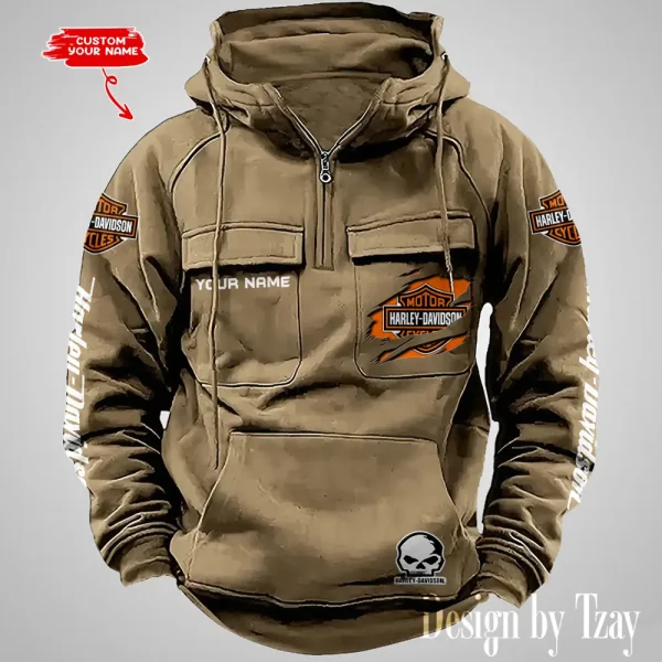 Harley Davidson Half Zipper Men's Tactical Hoodies VDVMHD082 - Image 5