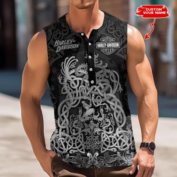 Harley Davidson Button Tank Tops Sleeveless Summer Shirt VDBTSSS033