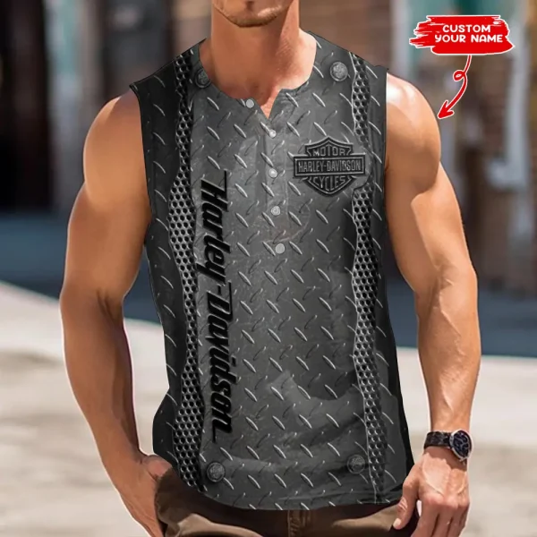 Harley Davidson Button Tank Tops Sleeveless Summer Shirt VDBTSSS034