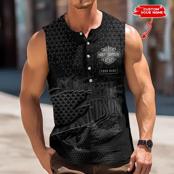 Harley Davidson Button Tank Tops Sleeveless Summer Shirt VDBTSSS035