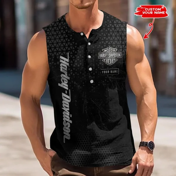 Harley Davidson Button Tank Tops Sleeveless Summer Shirt VDBTSSS036