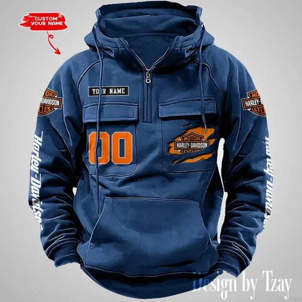 Harley Davidson Half Zipper Men's Tactical Hoodies VDVMHD083