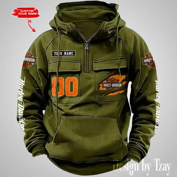 Harley Davidson Half Zipper Men's Tactical Hoodies VDVMHD083 - Image 2