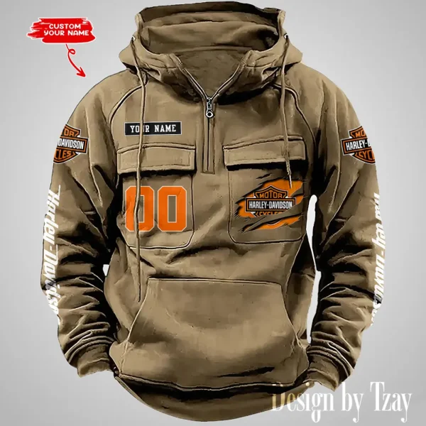 Harley Davidson Half Zipper Men's Tactical Hoodies VDVMHD083 - Image 3