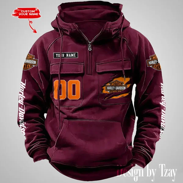 Harley Davidson Half Zipper Men's Tactical Hoodies VDVMHD083 - Image 4