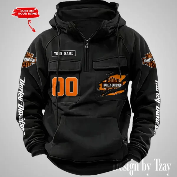 Harley Davidson Half Zipper Men's Tactical Hoodies VDVMHD083 - Image 5