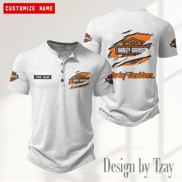 Harley Davidson Button Round Neck T-shirt Trending 2025 CBSBTRNT002