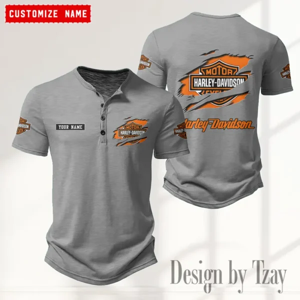 Harley Davidson Button Round Neck T-shirt Trending 2025 CBSBTRNT003