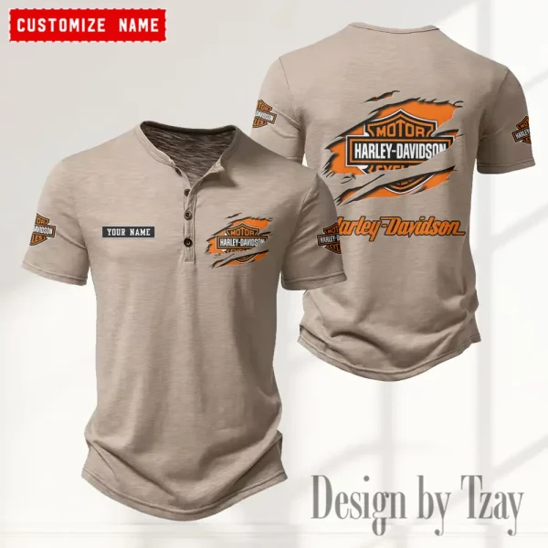 Harley Davidson Button Round Neck T-shirt Trending 2025 CBSBTRNT005