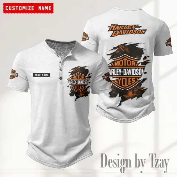 Harley Davidson Button Round Neck T-shirt Trending 2025 CBSBTRNT007