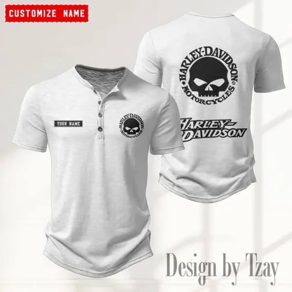 Harley Davidson Button Round Neck T-shirt Trending 2025 CBSBTRNT021