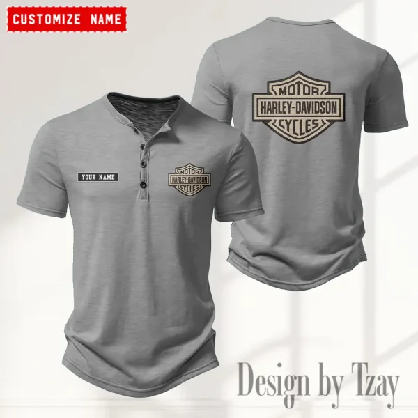 Harley Davidson Button Round Neck T-shirt Trending 2025 CBSBTRNT026