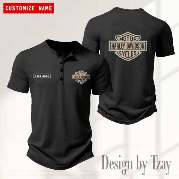 Harley Davidson Button Round Neck T-shirt Trending 2025 CBSBTRNT027